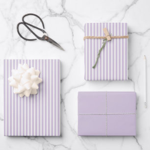 Mooie lavendel witte strepen bruidsdouche inpakpapier vel