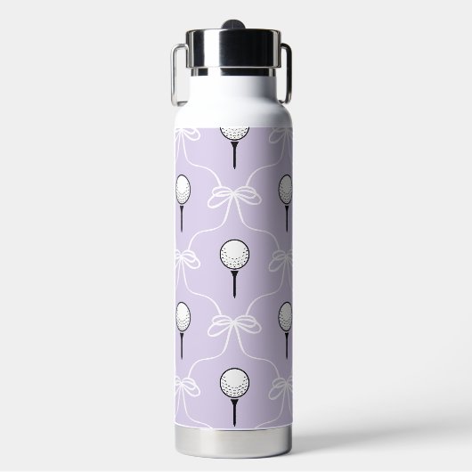 Mooie lavendel witte strik golfpatroon waterfles (Voorkant)