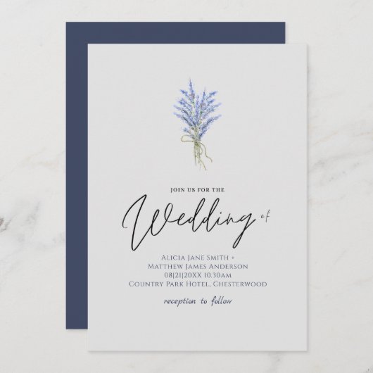 Mooie lavendelbloemen handgeschreven stijl bruilof (Voorkant / Achterkant)