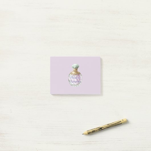 Mooie lavendelparfumfles post-it® notes (Op bureau)