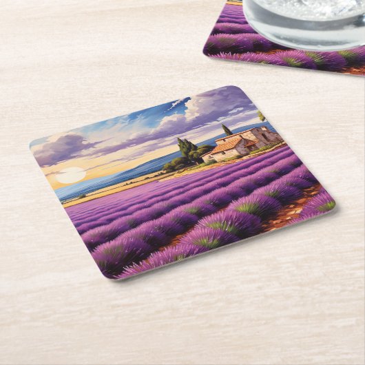 Mooie lavendelveld in Provence, Frankrijk Kartonnen Onderzetters (Schuin)