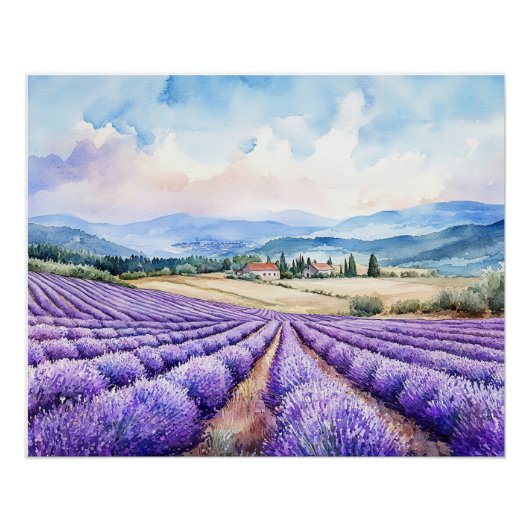 Mooie lavendelvelden Glossy Poster (Voorkant)