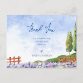 Mooie lavendelvelden landschap bruiloft dank je briefkaart (Achterkant)