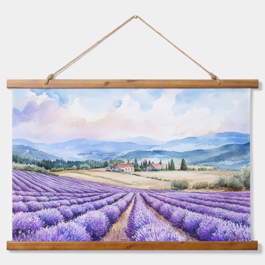 Mooie lavendelvelden waterverf hangend wandkleed (Voorkant)