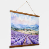 Mooie lavendelvelden waterverf hangend wandkleed (Gebogen)