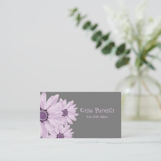 Mooie lavender Daisies op grijs Visitekaartje (Staand voorkant)