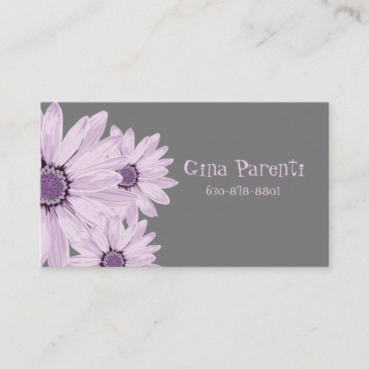 Mooie lavender Daisies op grijs Visitekaartje (Voorkant)