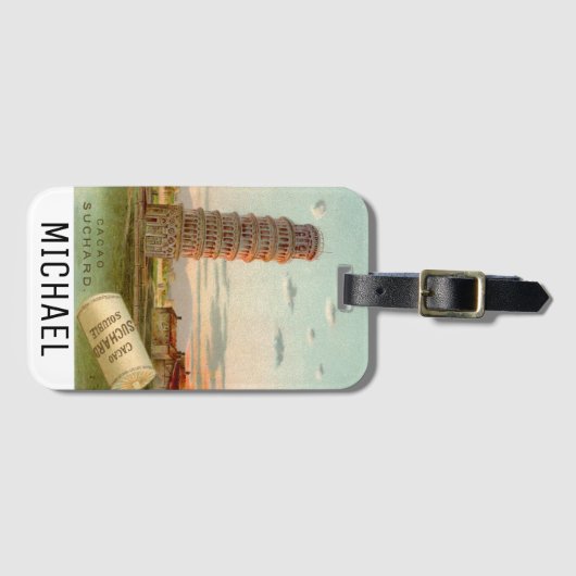 Mooie Leaningtoren van Pisa Monogram Bagagelabel (Voorkant (horizontaal))