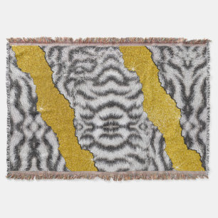 Mooie leer witte tijger dierprint & glitter deken