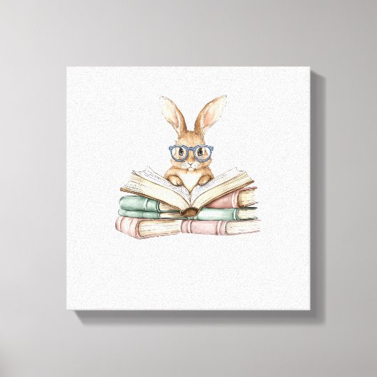 Mooie leeskonijn Bril Boeken Boekenwurm Lezer T Canvas Afdruk (Voorkant)