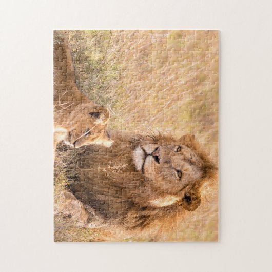Mooie leeuw en mantel legpuzzel (Verticaal)