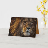 Mooie Leeuw gevouwen Wenskaart Kaart (Gele Bloem)