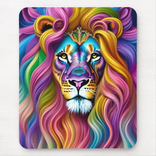 Mooie leeuw met de kleurrijke bovenleer muismat (Voorkant)