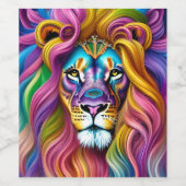 Mooie leeuw met de kleurrijke bovenleer wijn etiket (Enkel label)