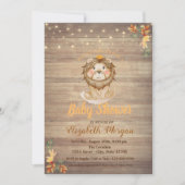 Mooie Leeuw String Lichtjes, Houten Textuur Baby S Kaart (Voorkant)