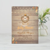 Mooie Leeuw String Lichtjes, Houten Textuur Baby S Kaart (Staand voorkant)
