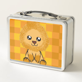Mooie Leeuw Thema Lunchbox (met geruit patroon)