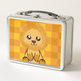 Mooie Leeuw Thema Lunchbox (met geruit patroon)
