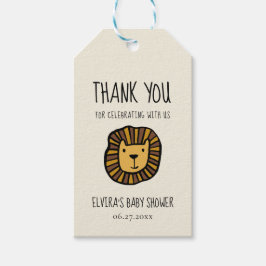 Mooie leeuwenbaby jungle feestje cadeaulabel