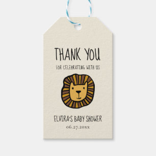 Mooie leeuwenbaby jungle feestje cadeaulabel
