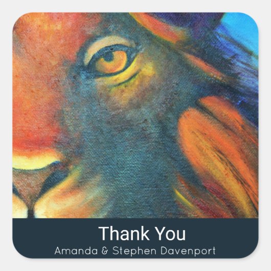Mooie leeuwenkop Portret Regal bedankt Vierkante Sticker (Voorkant)