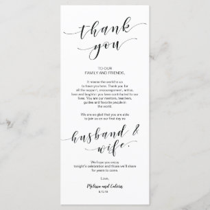 Mooie legant Dank u voor de plaatsingskaart Programmakaart