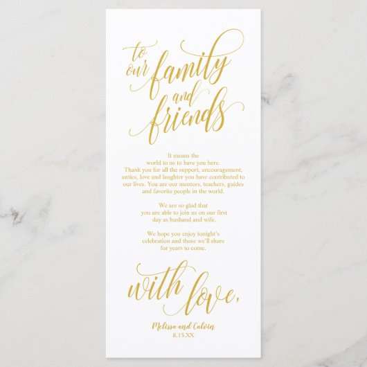 Mooie legant Dank u voor de plaatsingskaart Programmakaart (Voorkant)