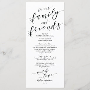 Mooie legant Dank u voor de plaatsingskaart Programmakaart