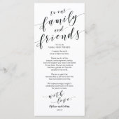 Mooie legant Dank u voor de plaatsingskaart Programmakaart (Voorkant)