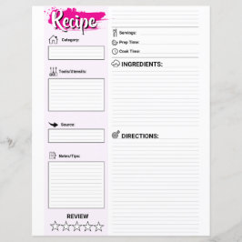 Mooie lege recepten papiervel (Volledige pagina in