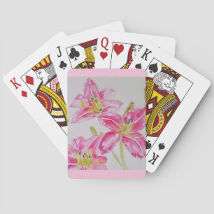 Mooie lelie in roze aquarel schilderij Lilium Pokerkaarten