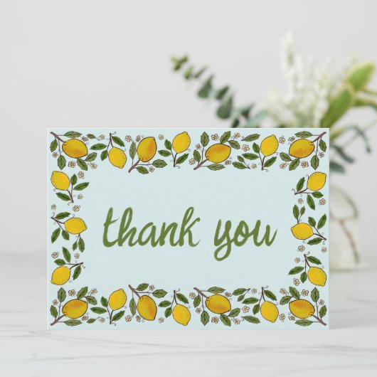 Mooie Lemons rustieke CUSTOM BABY SHOWER Bedankkaart (Staand voorkant)