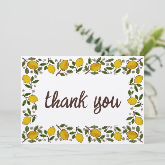 Mooie Lemons rustieke CUSTOM BABY SHOWER Bedankkaart (Staand voorkant)