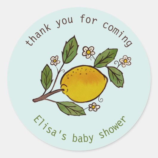 Mooie Lemons rustieke CUSTOM BABY SHOWER Ronde Sticker (Voorkant)