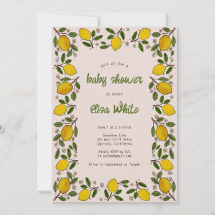 Mooie Lemons rustieke Custom QR Code BABY SHOWER Kaart