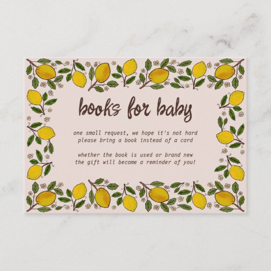 Mooie Lemons rustieke Waterverf boeken voor Baby Informatiekaartje (Voorkant)