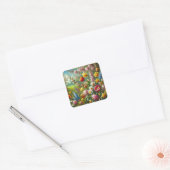 Mooie lentbloemen vierkante sticker (Envelop)