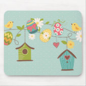 Mooie lente achtergrond met vogelhuizen muismat (Voorkant)