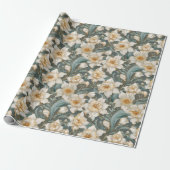 Mooie lente barok narcissen bloempatroon cadeaupapier (Uitgerold)