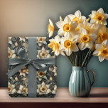 Mooie lente barokke narcissen bloemenpatroon cadeaupapier<br><div class="desc">Prachtige barokke stijl narcis bloemennaadloos patroon voor al uw lente-thema gelegenheden.</div>
