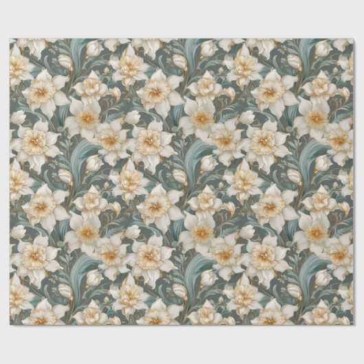 Mooie lente barokke narcissen bloempatroon cadeaupapier (Vlak)