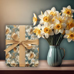 Mooie lente barokke narcissen bloempatroon cadeaupapier<br><div class="desc">Prachtig barokstijl narcis bloemmotief naadloos patroon voor al uw lente-gerelateerde gelegenheden.</div>