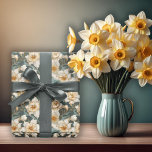 Mooie lente barokke narcissen bloempatroon cadeaupapier<br><div class="desc">Prachtig barok aandoend narcissen bloemmotief voor al uw lente-thema gelegenheden.</div>
