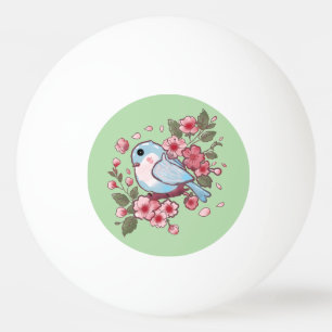 Mooie Lente Blauwe Vogel & Kersenbloesem Aquarel A Pingpongbal