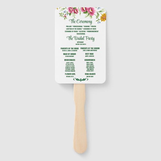 Mooie lente bloemen bruiloft programma handwaaier (Achterkant)