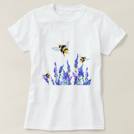 Mooie lente bloemen en bijen T-shirt (Design voorkant)