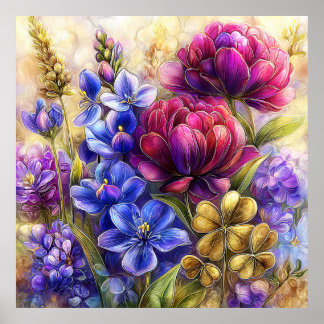 Mooie lente bloemen muurkunst 15 poster