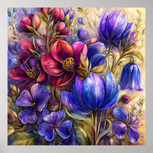 Mooie lente bloemen muurkunst 17 poster