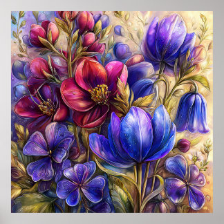 Mooie lente bloemen muurkunst 17 poster