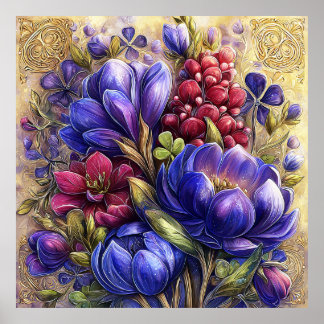 Mooie lente bloemen muurkunst 18 poster